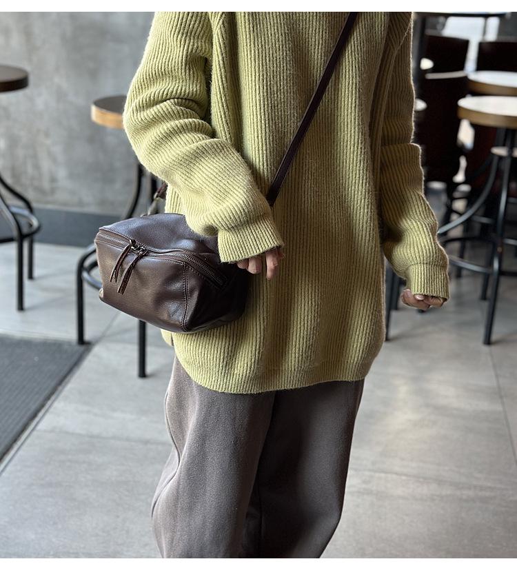 Frühling/Sommer Echtes Leder Retro Kleine Umhängetasche - Leicht, Vielseitig, Weiche Leder Schultertasche für Damen