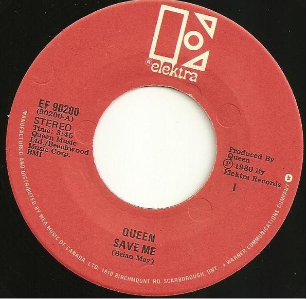 

7inch Record QUEEN Save Me EF90200 Elektra 1980 Canada Rock Used