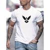European Sizes Men's Casual Summer T-Shirt with Bird & Cross Design - Breathable, Crew Neck, Short Sleeve