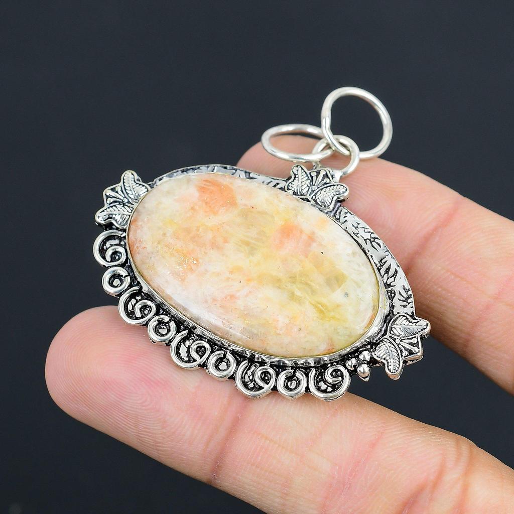 Friendship Day Deal Sunstone Gemstone Sterling Silver Wedding Pendant Jewelry