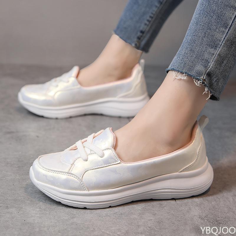 Large Size Lazy Women's Shoes Light Casual Flats Round Toe Lace Up Women's Singles Shoes Comfortable Breathable Flat Zapatos