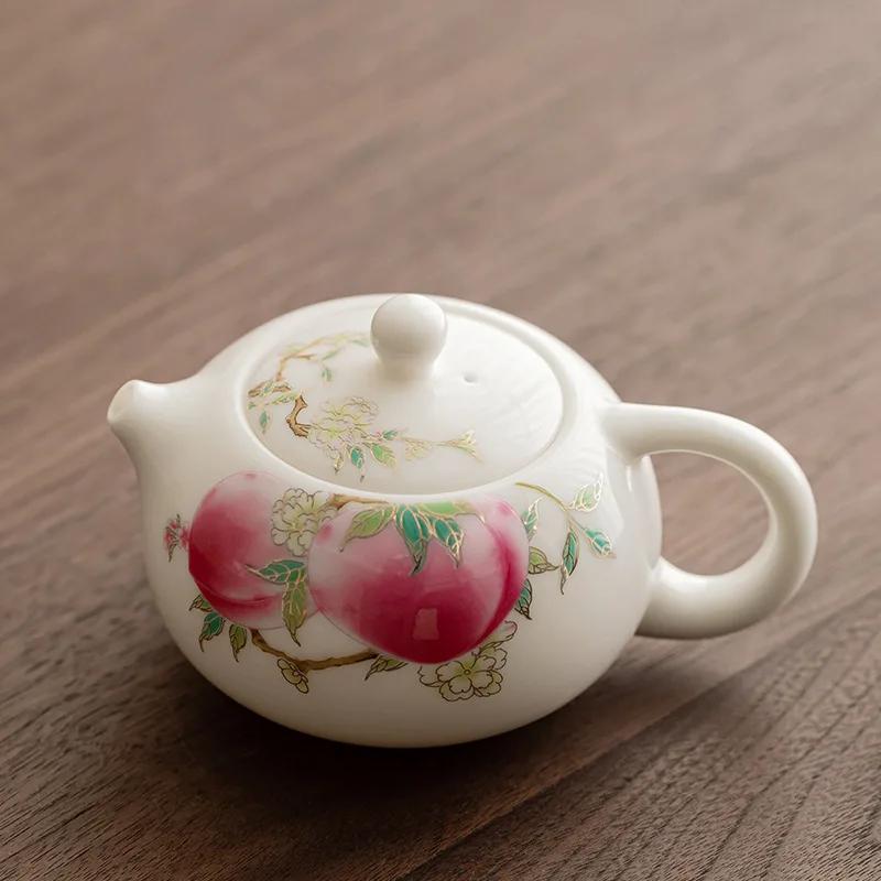 

European 190ml Ceramic Xishi tea Pot white Kung Fu tea set and teapot Household Peony Tea Pot 1pcs kettle