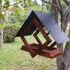 Birds Feeders Outdoor Hanging Wooden Birds Feeder with Weatherproof Metal Roof Wildbird Feeder House for Garden Courtyard Decor