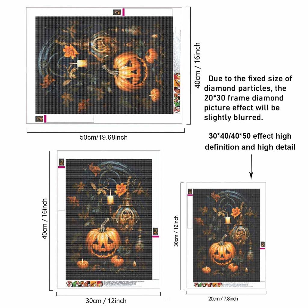 Diamond Art Painting Kit JackOLantern Pumpkin Pattern DIY Full Drill Canvas Relaxing Craft Gift for Adults Home Decor Art