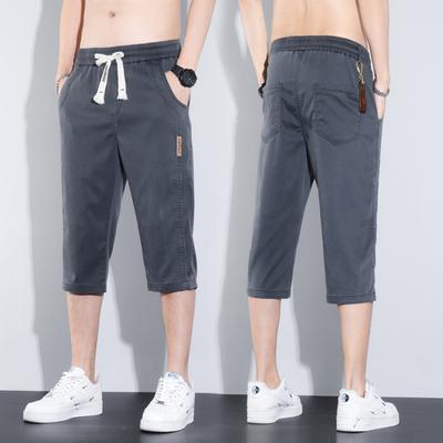 New Summer Ice Silk Cropped Pants Summer Thin Style Sports Large Size Quick-drying Casual Pants for Men