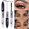 Mascara nero 2 IN 1 Volume in fibra di seta impermeabile Doppio effetto Trucco occhi arricciacapelli a lunga durata