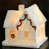Vila de Natal Iluminada por LED Figuras de Casa de Mesa Edifício Colecionável para Lareira Estante Festa Janela de Inverno