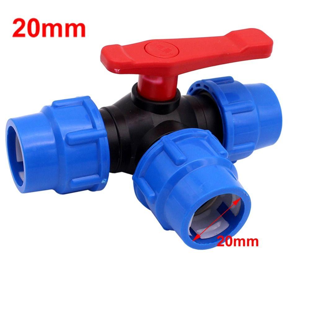Plastic 3-Way Ball Valve 20/25/32/40/50mm Water Pipe Fittings PE Pipe Faucet Diverter  Lawn