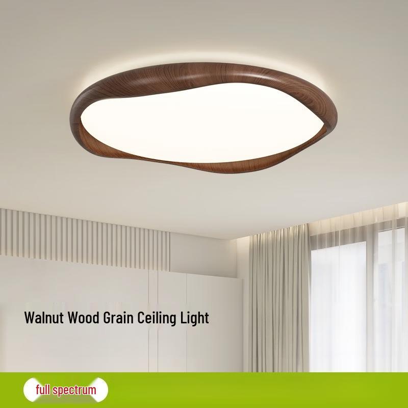 Mid-Century Modern Minimalist Wood Grain LED Ceiling Light