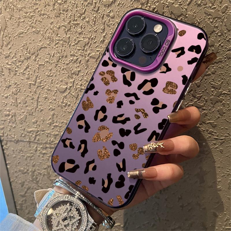 Luxury leopard print Electroplate Silver IMD Phone Case For iPhone 16 15 14 11 12 13 Pro Max Plus 7 8 Plus X XR XS Hard Cover