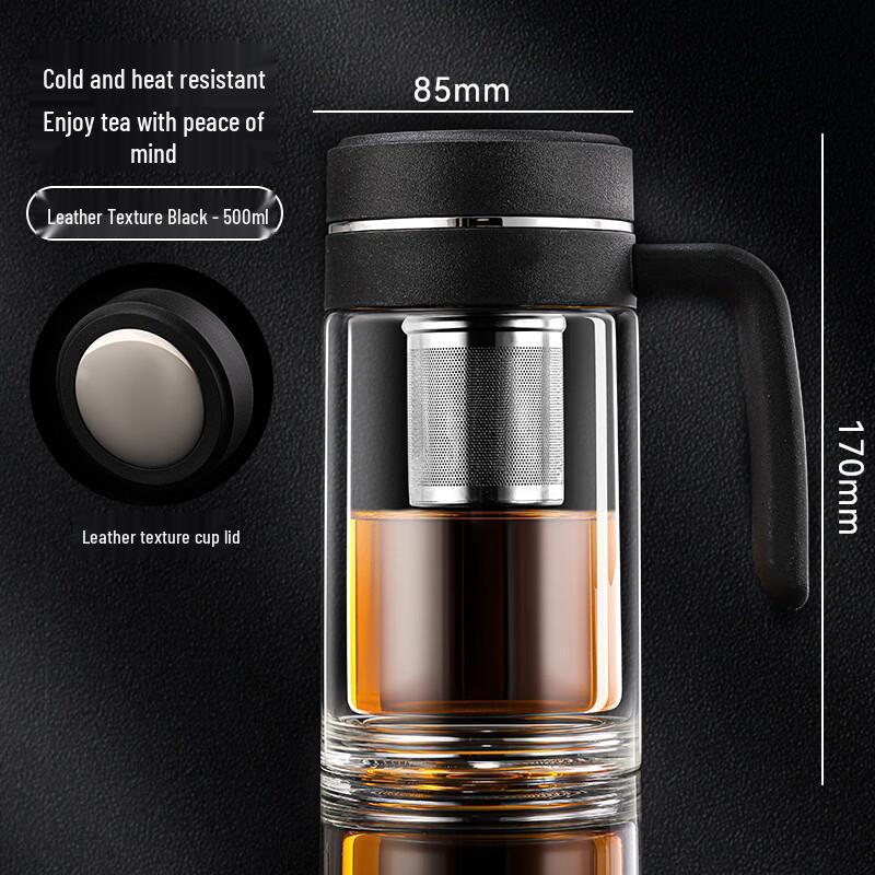 OLOEY Double-Walled Borosilicate Glass Tea Infuser Mug