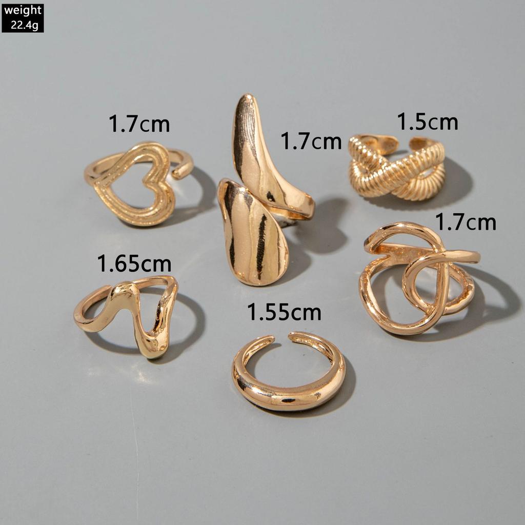 Accessories, Irregular Peach Heart Alloy Vintage Ring, Personalized Metal Cross Ring Set