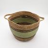 Cotton & Seagrass Large Baskets – Natural Black & Green- Set of 3