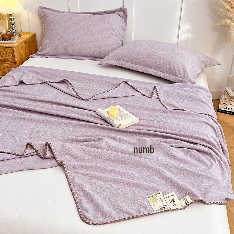 Old Money Style Cotton Linen Throw: Skin-Friendly, Breathable, Antibacterial, All-Season, Summer, Thin Aviation Multifunctional Blanket.