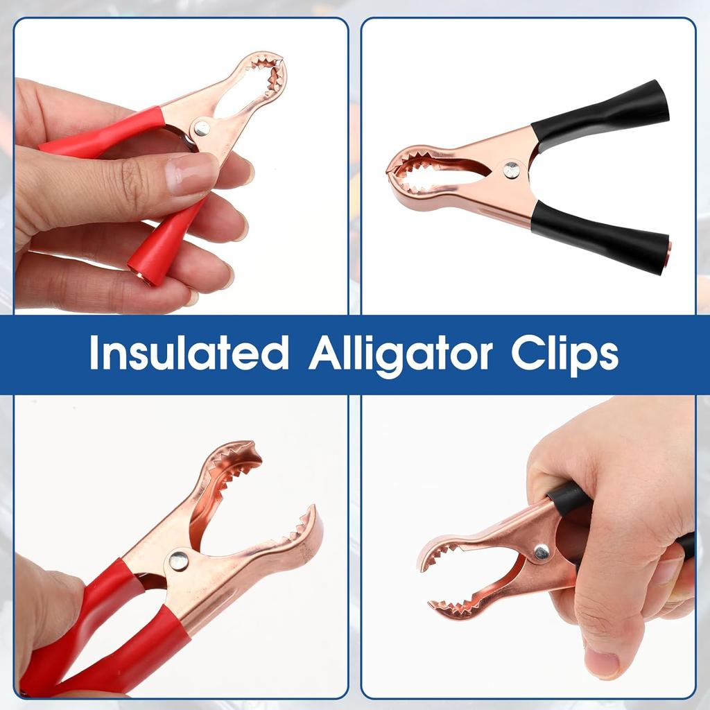 4 Pcs Insulated Alligator Clips, 50A Heavy Duty Alligator Clamps Black Red Boot Metal Spring Loaded Truck Car Battery Electric Test Clips for Car