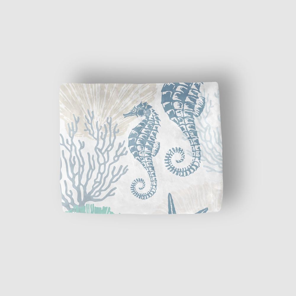 Beach Ocean Throw Blanket, Nautical Coastal Throw Blanket, Summer Blue and Teal Soft Fuzzy Blanket, Ocean Animal Theme Decor for Couch Bed Sofa
