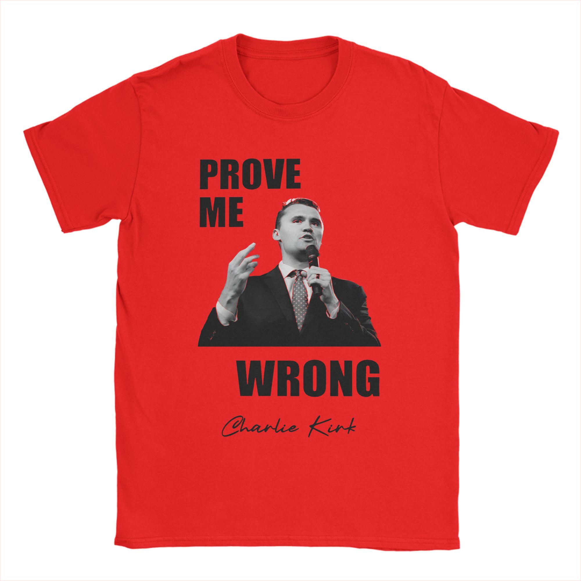 Футболка Charlie Kirk Prove Me Wrong Летняя Повседневная Футболка Мужская Хлопковая С Круглым Вырезом Большого Размера Короткий Рукав Эстетичная Футболка S