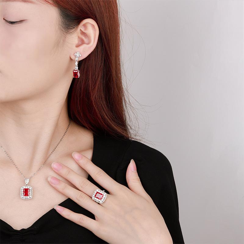 Herbst- und Winterschmuck Hochkarbon-Diamant Eisblumenschliff Kupfer gefasst Zuckerwürfel-Set Damen Blei Stein 8 * 10