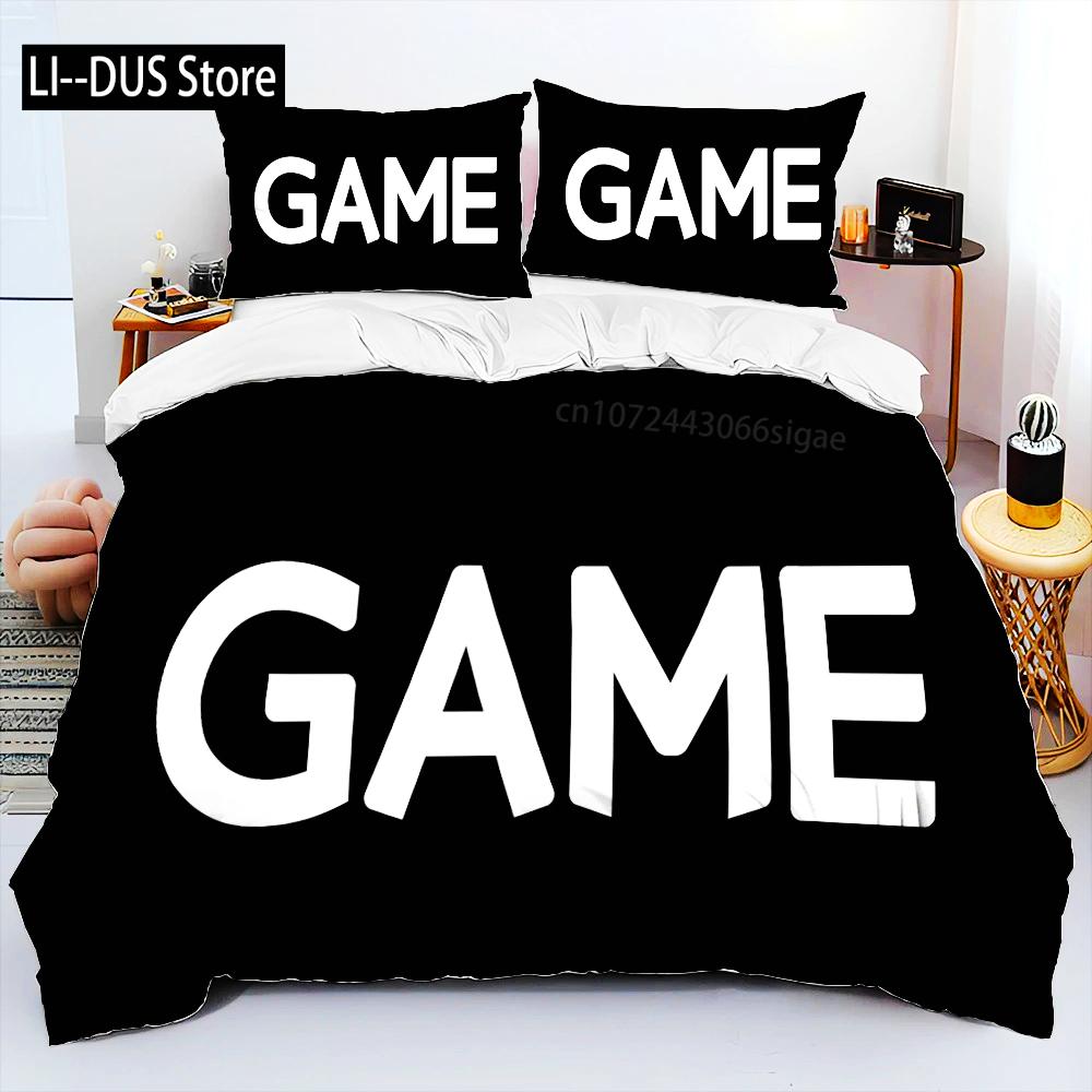 

Comforter Gamer Game Over Cartoon Comforter Bedding Set Bed Set King Queen Size Bedding Set Adult Boys Comforter (quilt)-EU Single(135*200cm)3pcs