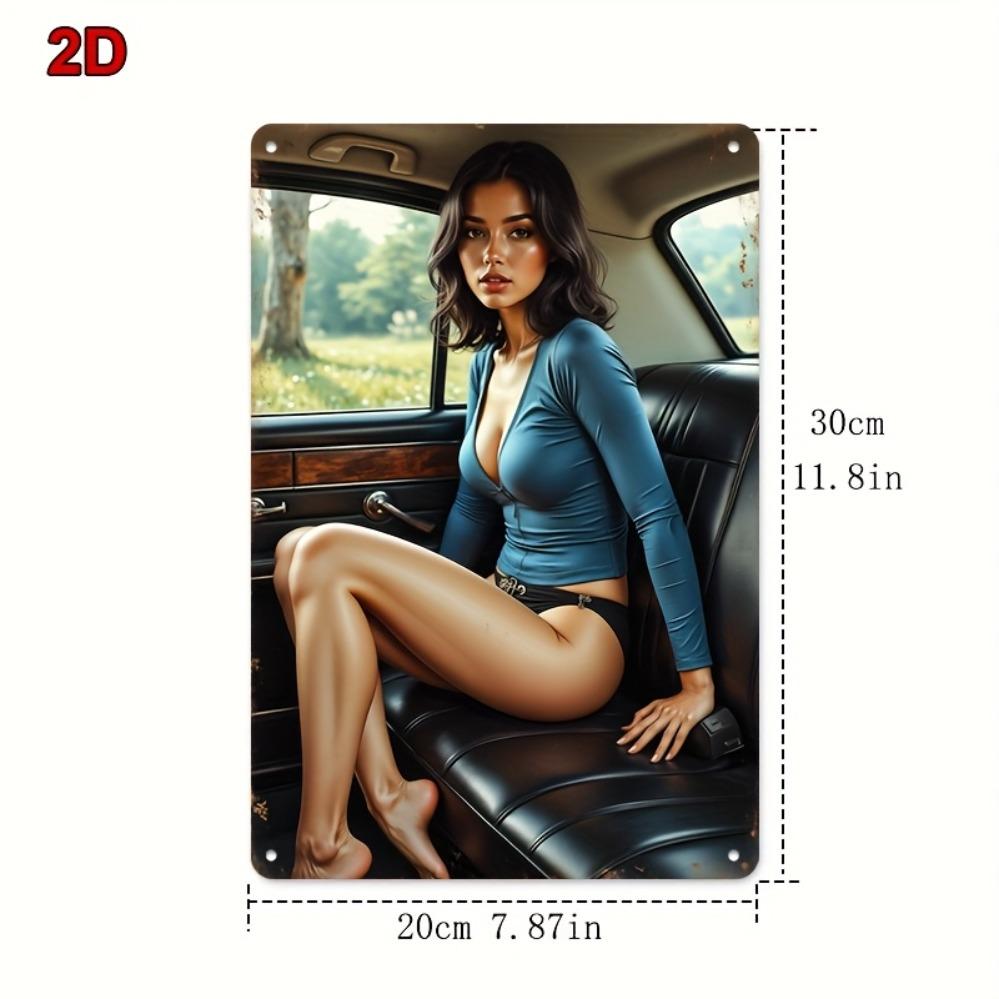 Vintage Metal Tin Sign Retro Car Decor 8x12 Inch Blue & Black - Stylish Art for Bar Cafe Restaurant Home Vehicle Theme Room Deco