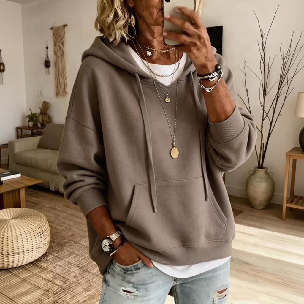 Women's Loose Fit Hoodie with Pockets Casual Long Sleeve Pullover Sweatshirt for Everyday Wear