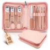 Nail Clipper Grooming Manicure Nail Care Stainless with Dedicated Storage Case Set, 10-Piece Set, Set, Set, Multifunctional, Steel, Portable, [Pink]