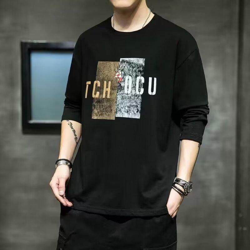 Men's Korean Style Long-Sleeve Slim Round Neck Sweater Shirt for Spring