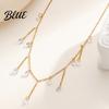 Scratch Resistant Necklace Layered Tassel with Zircon Gold Chain