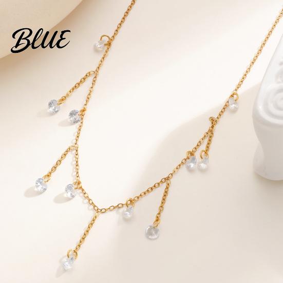 Scratch Resistant Necklace Layered Tassel with Zircon Gold Chain
