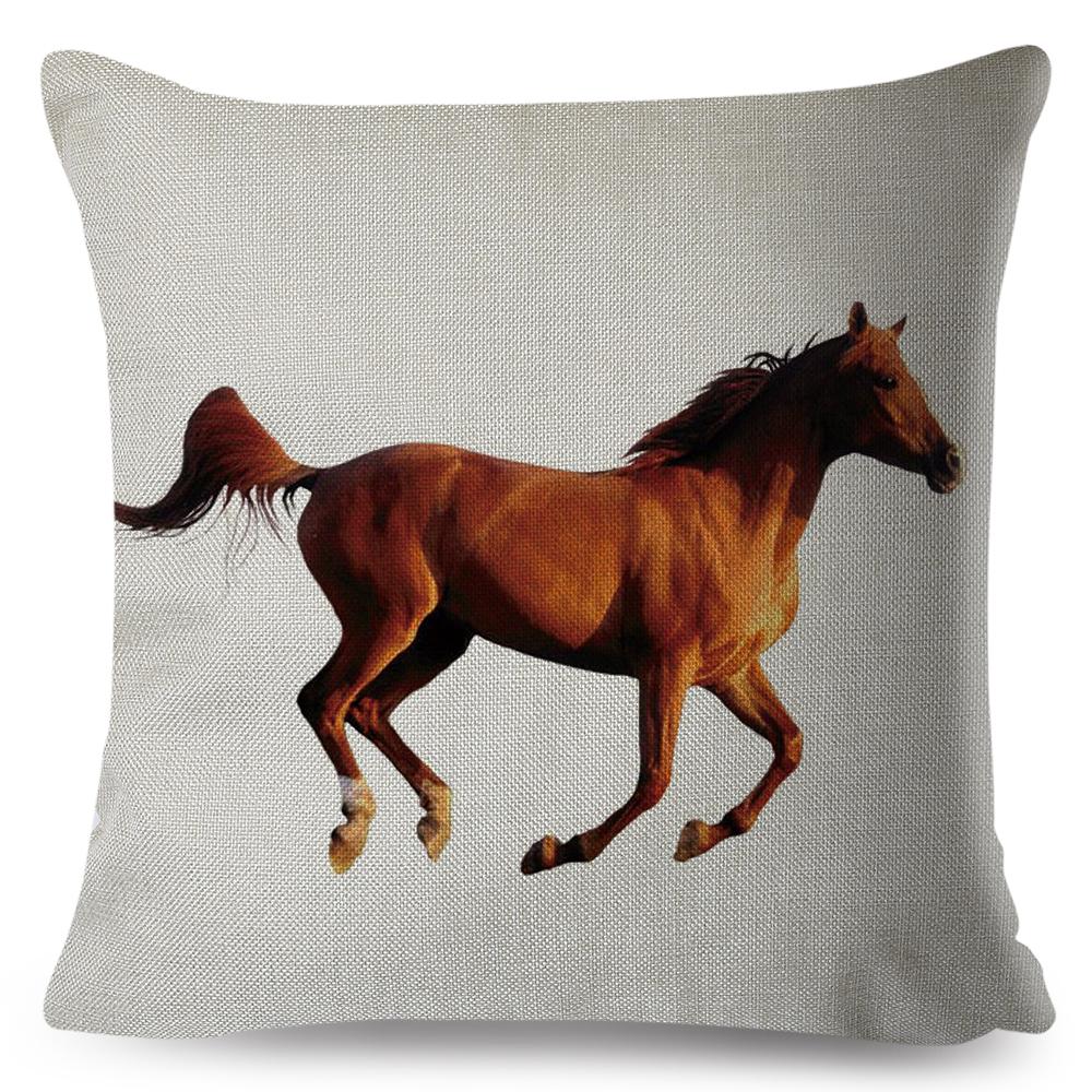 Elegant Running Horse Cushion Cover Graceful Gallop Pose Soft Decorative Square Pillow Modern Living Room Bedroom Decor xcm