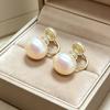 French Retro Pink Pearl Ear Clips for Women, Painless Mosquito Coil Earrings, High-end Earrings Without Piercings