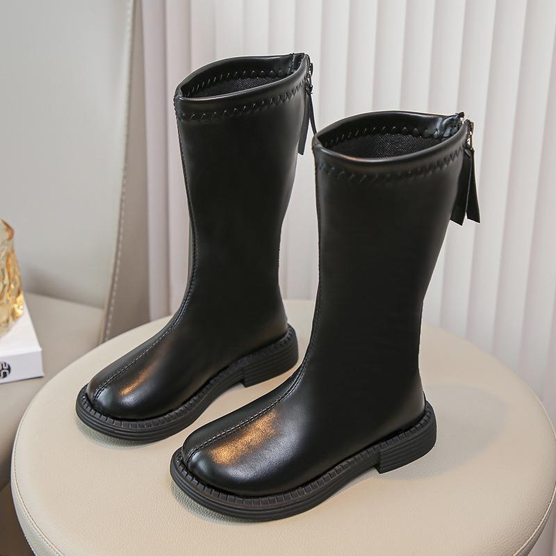 Podzimní a zimní nová korejská verze módních dívčích dlouhých kozaček trendy protiskluzové princeznovské kozačky s měkkou podrážkou střední a starší dětské vysoké kozačky