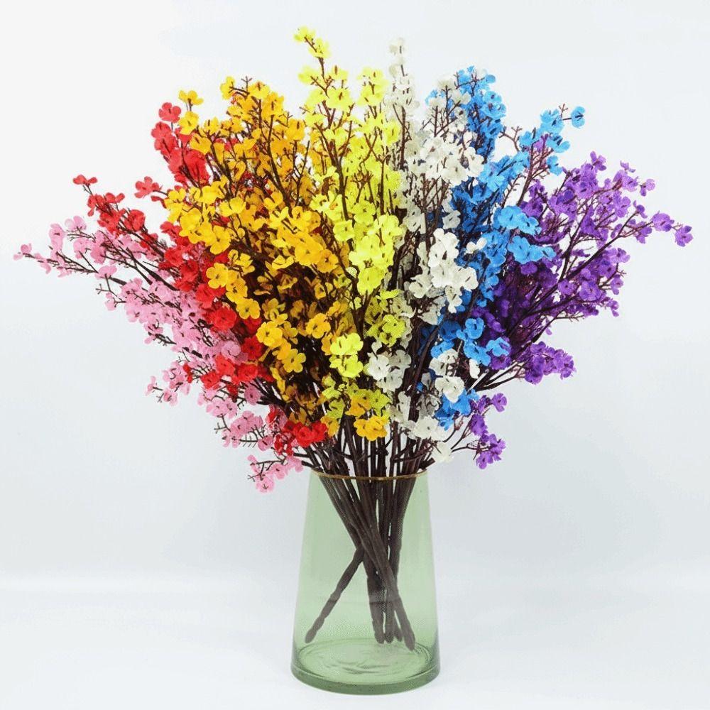 Fake Plants Silk Petals Artificial Flowers Long Stems Branch Design Vase Ornaments Multicolor Flower Bouquets Wedding Decoration