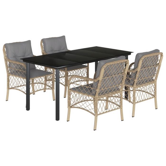 VidaXL Ensemble à Manger de Jardin avec Coussins 5 pcs, Table et Chaises de Patio, Meubles d'Extérieur Terrasse, Moderne, 3212162