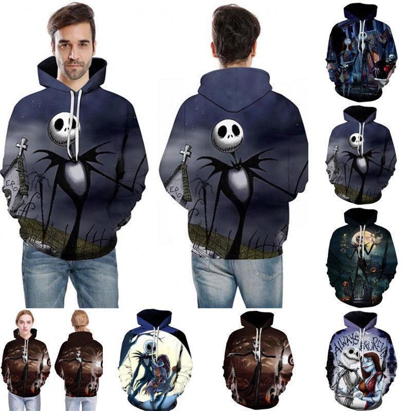 Nightmare Before Christmas Hoodie Pullover Sweatshirt Jack Sally Tops Unisex