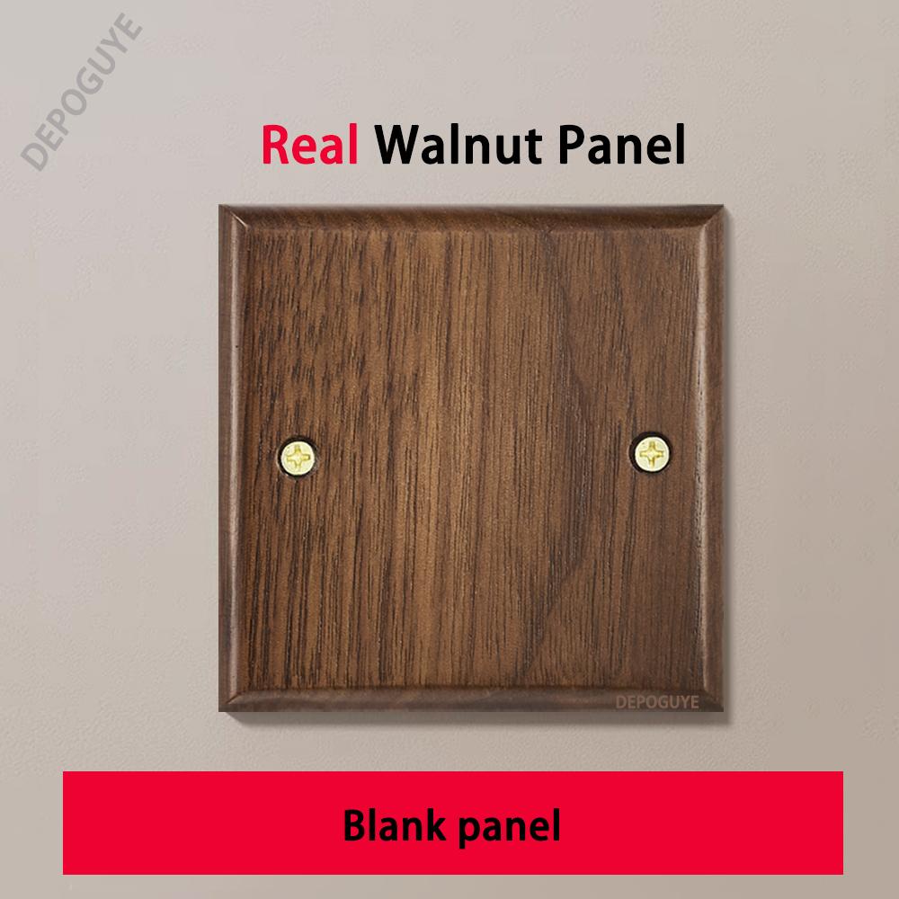 Black Retro Walnut Wall Toggle Switch Panel 1-4Gang 2Way Solid Wood Double EU/FR Socket Universal Usb C Electrical Power Outlet