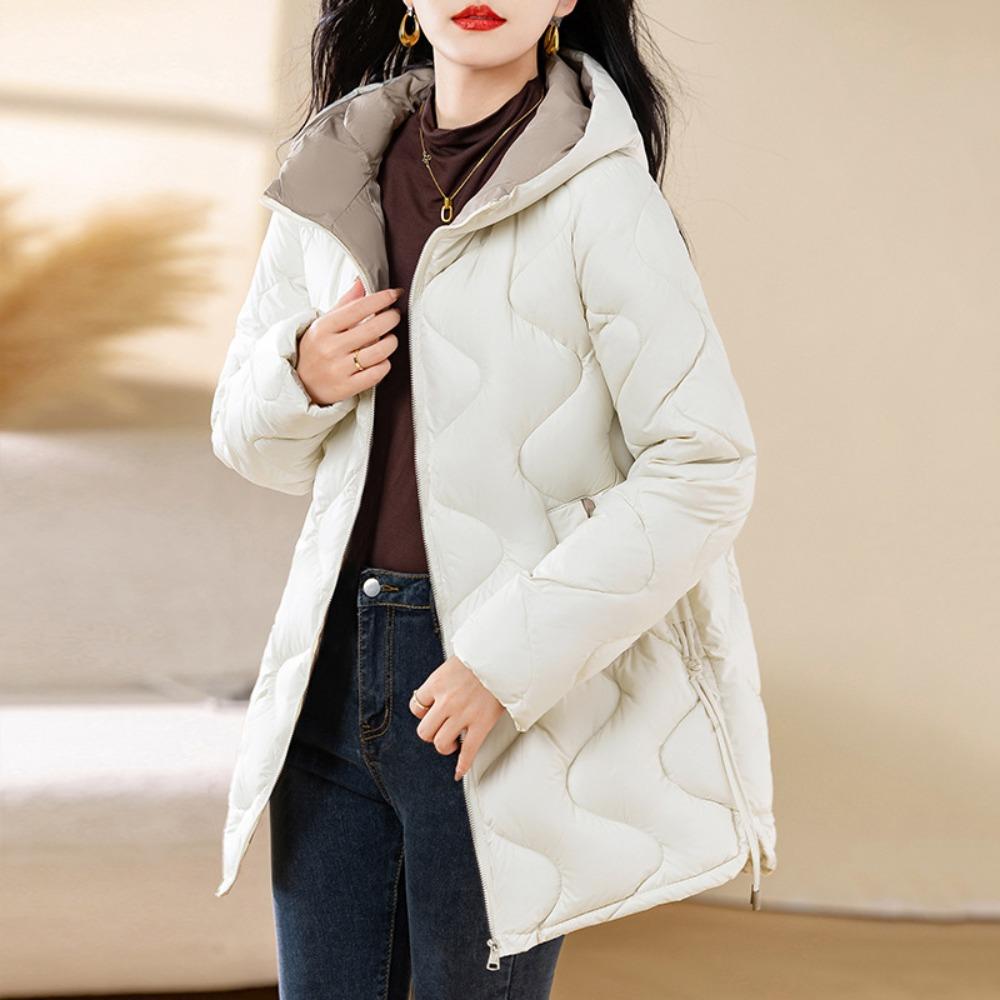 Medium and long rhombus collarless light down cotton clothes women's winter design sense niche small fragrant new cotton-padded coat