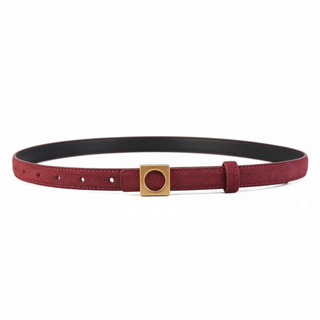 

Classic Leather Belt For Women With Silver Buckle For Casual And Office Wear AngoraRed