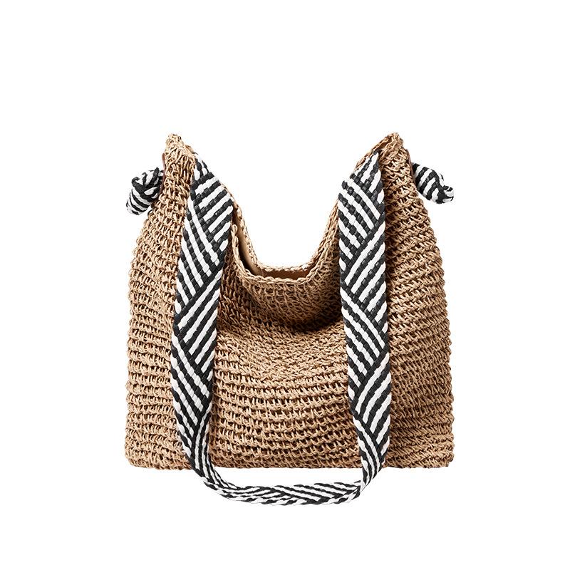 Straw Woven Bag for Women 2025 New Versatile Beach Vacation Handmade Woven Bag Large Capacity Single Shoulder Underarm Beach Bag