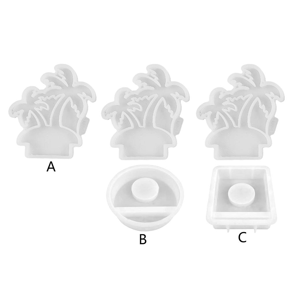 Coconut Tree Candle Holder Silicone Molds Candlestick Casting Moulds Resin Molds Craft Molds for Tapers Candle