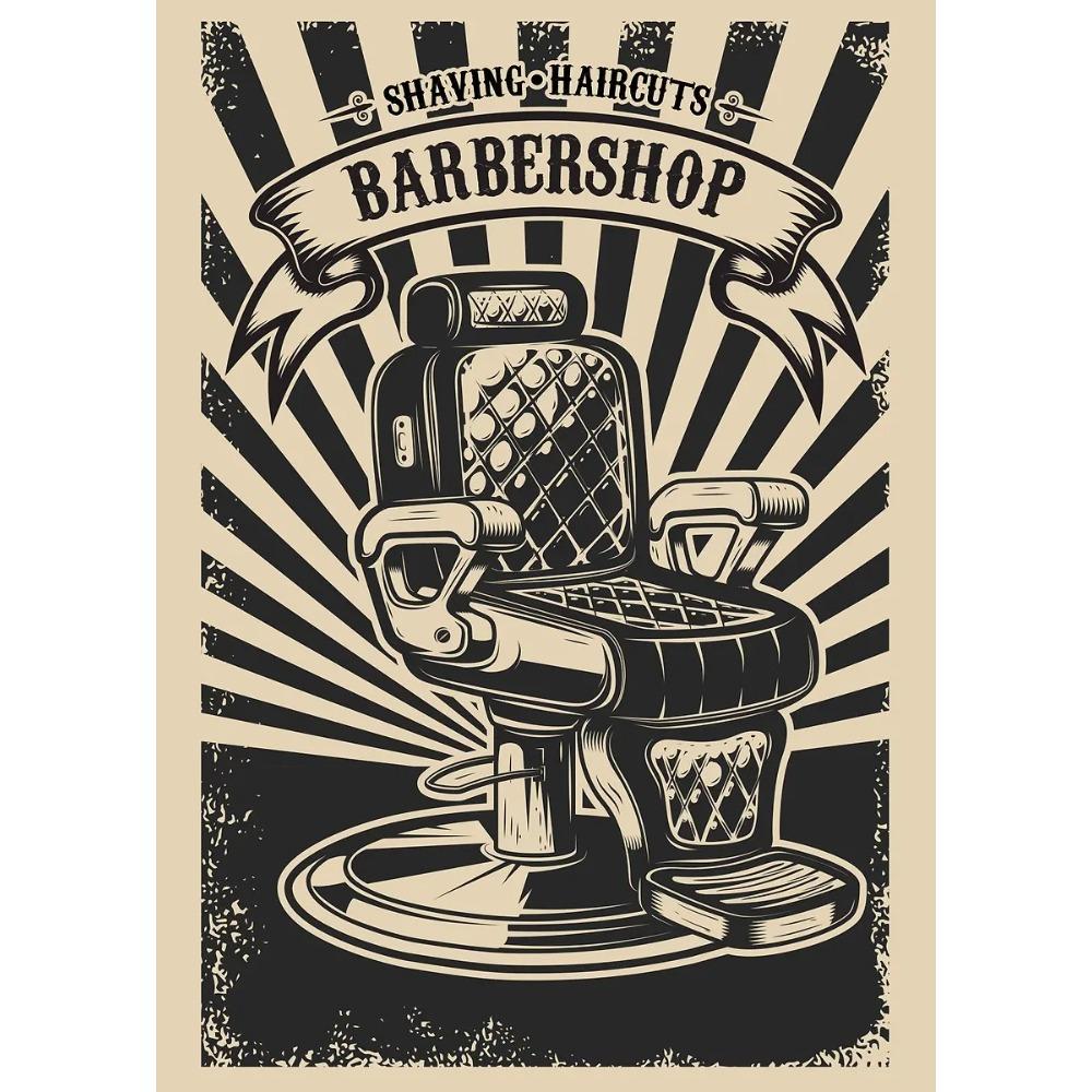 Vintage Friseursalon Poster Klassischer Friseurstuhl Werkzeuge Herrenrasur Drucke Leinwandmalerei Wandkunst Bilder Heim Wohnzimmer Dekor