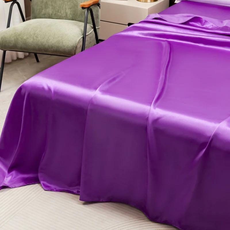 Satin Sheet and Pillowcase Set Smooth Bed Sheet Sets for Summer Satin Silk Flat Sheet With Pillowcase Includes Flat Sheet