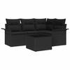 Garten-Sofa-Set mit Stauraum 5 Teile Schwarzes Poly-Rattan