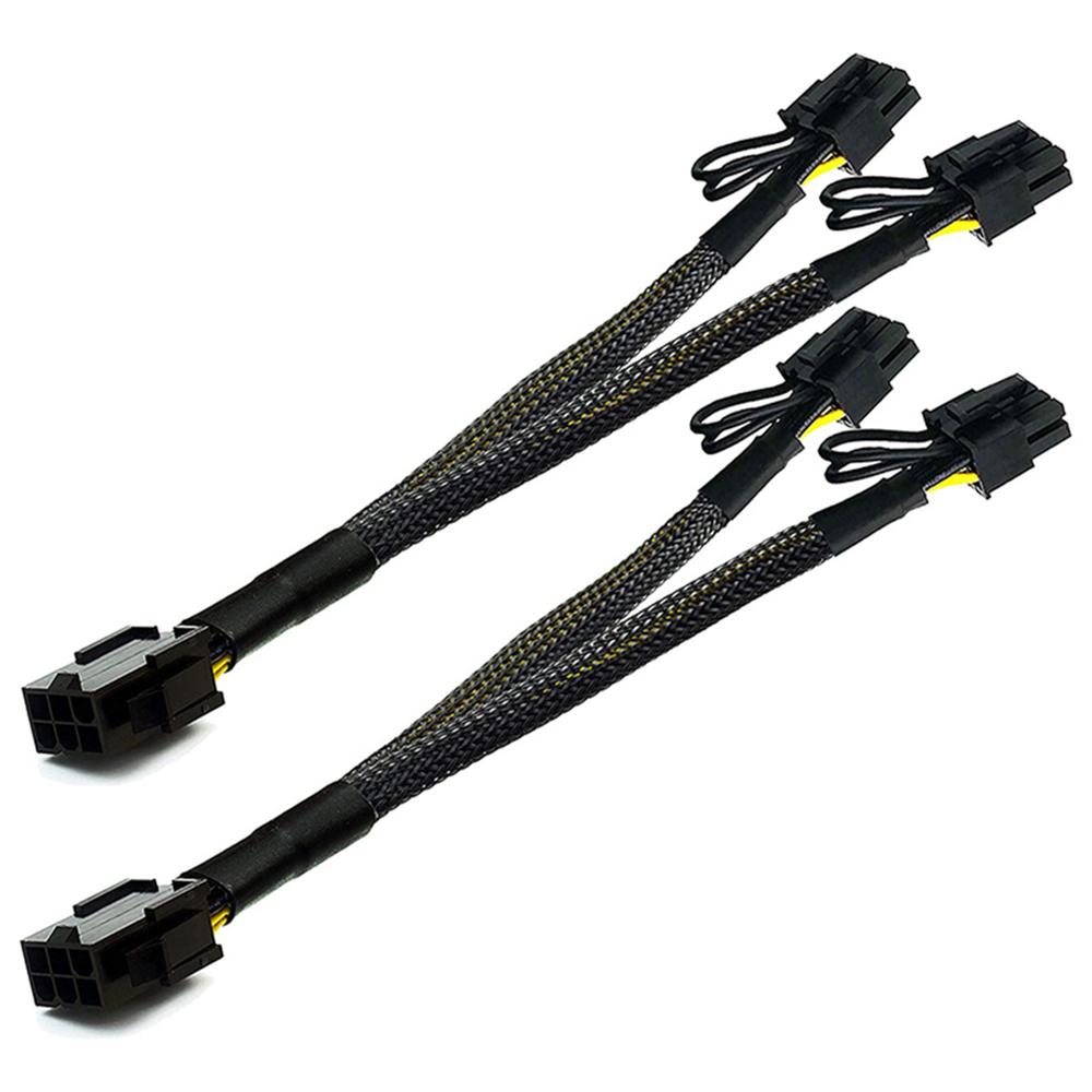 

2Pcs PCIE 6Pin to 2X 8 pin (6+2) PCI-E Cable Splitter 18AWG Black Sleeved Cord