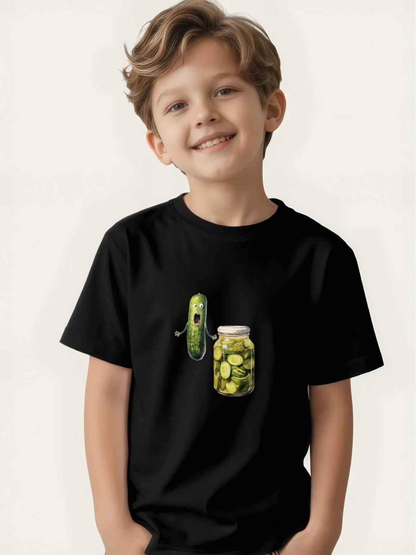Fun printed short-sleeved T-shirt for kids, perfect for summer, casual and versatile. 100