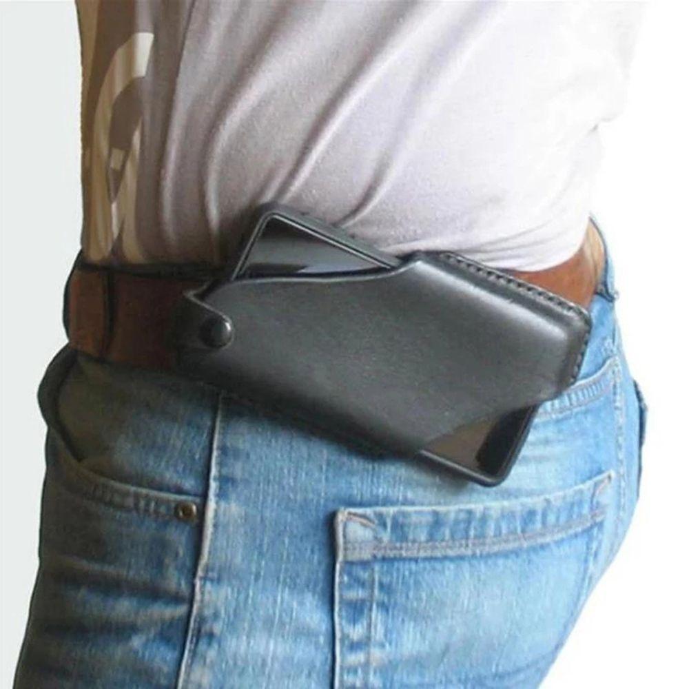 Belt Bag Brown Black PU Leather Mobile Phone Bag Phone Wallet Belt Waist Bag Phone Waist Bag