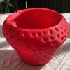 Unique Home Office Decor Strawberry Succulent Planter Pot, 3D Printed Cute Shape Small Plant Mini Ceramic Style Decorative Flower Pot for Cactus Herb,