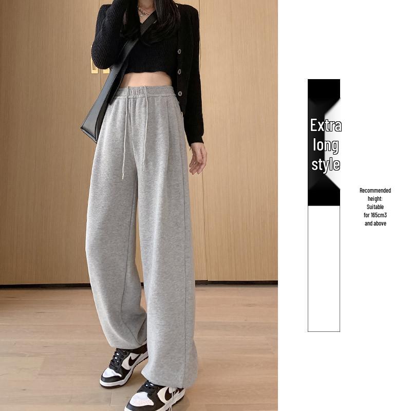 

Женские серые спортивные брюки прямого кроя с высокой посадкой - Осень 2025 XL