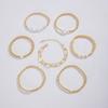 7PCS Fashion Versatile Bead Round Bead Chain Stacked Bracelet for Women's Jewelry with a Unique Design and Metal Style Bracelet Set