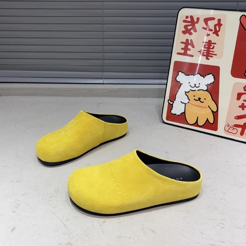 Fashion Women's Fashion Baotou Slippers Women's Fashion Round Head Deep Mouth Suede Soft Sole Anti-slip Wear-resistant Flat Shoes